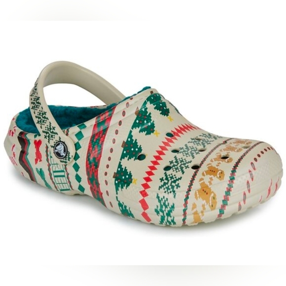 Crocs Lined Fair Isle Bone Clog Christmas 212050-2Y2 Men's Size 11